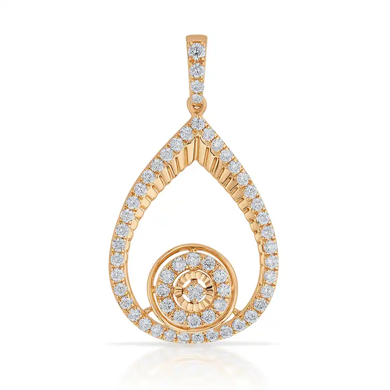 Rose Gold Diamond Teardrop Pendant Set